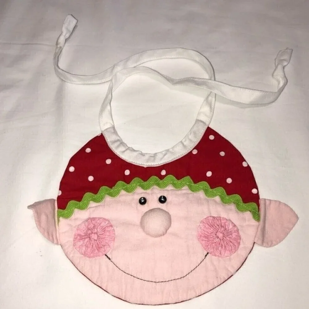 Handmade Christmas Elf Bib Baby Infant Holiday